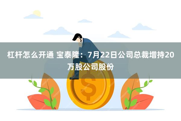 杠杆怎么开通 宝泰隆：7月22日公司总裁增持20万股公司股份